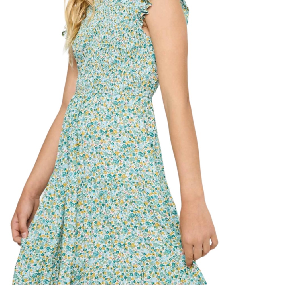 NWT Hayden girls smocked floral midi dress Size L